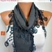 BIG SALE Gray Scarf Shawl - Pashmina Scarf - Lace Edge - fatwoman - LOVE