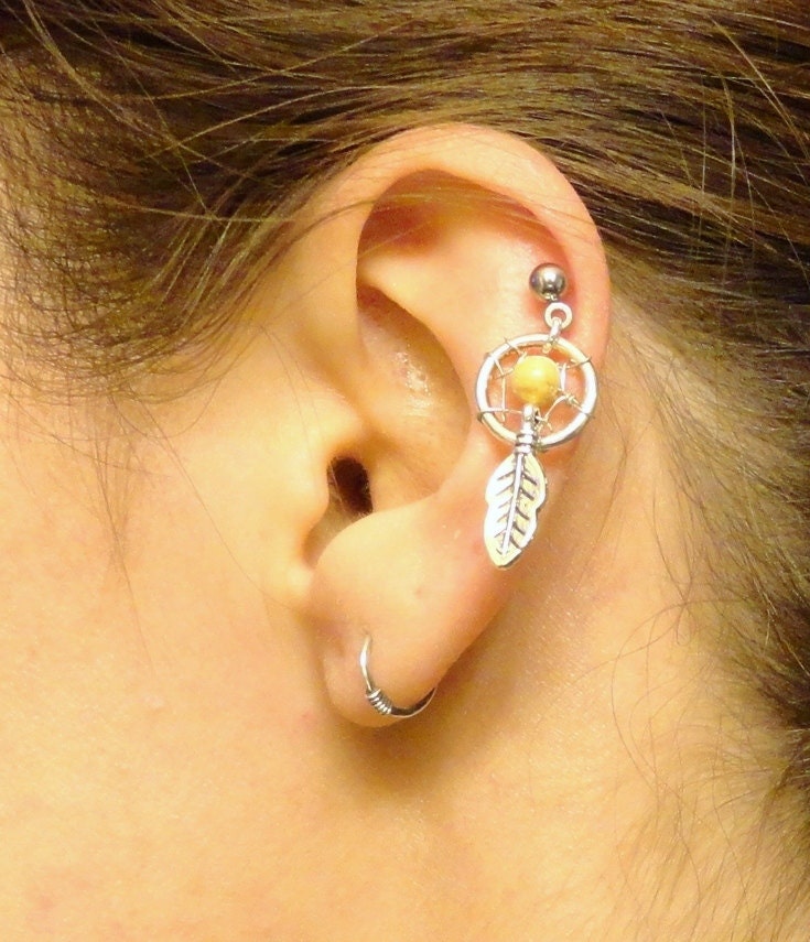 Small Dream Catcher Tragus Piercing Gemstone Cartilage Upper Earring