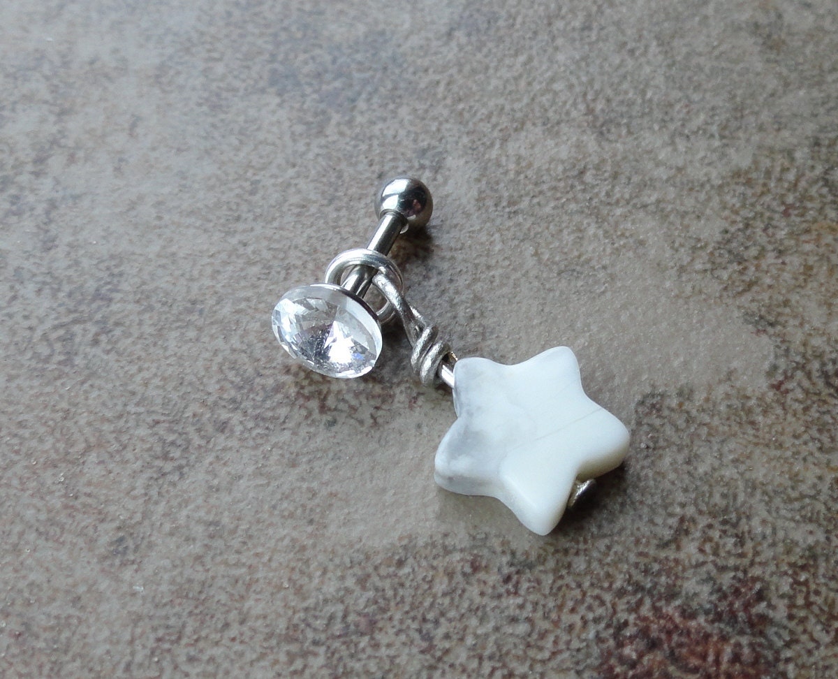 White Turquoise Star Cartilage Tragus Earring Piercing Helix