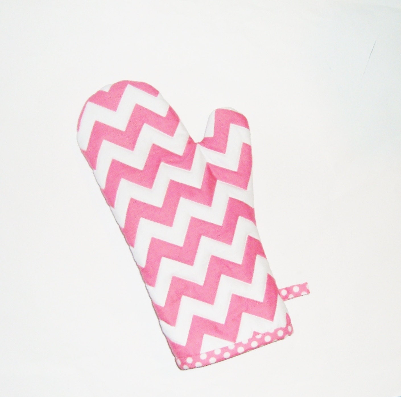 Oven Mitt - Pink Chevron and Polka Dots -Gift for Foodie-Gift Under 20