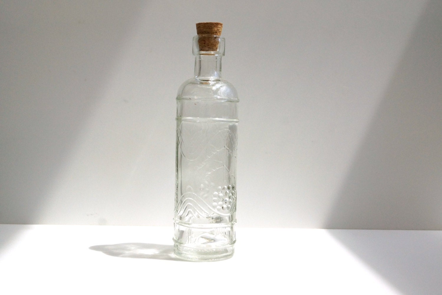 Decorative Clear Glass Bottle with Cork "Cylinder Bottle" (5" tall), Style 3 - Small bottle perfect for spices, bath salts,  vases, and more