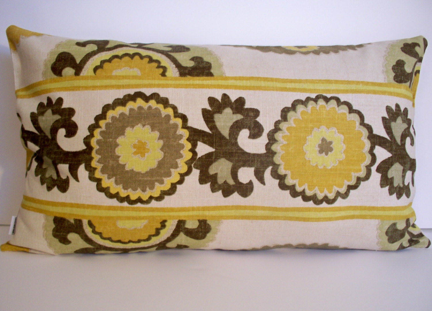 Gold Brown Yellow Suzani Decorative Pillow Cover 16X16 18X18 14X24