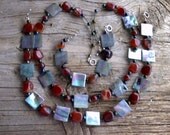 agate beaded necklace,choker,bracelet set  24 in -16 1/2 in- 8 in