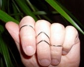 Knuckle Ring Chevron Silver Wire Stackable Adjustable Hipster Stacking Band Ring - Set of 2 Rings