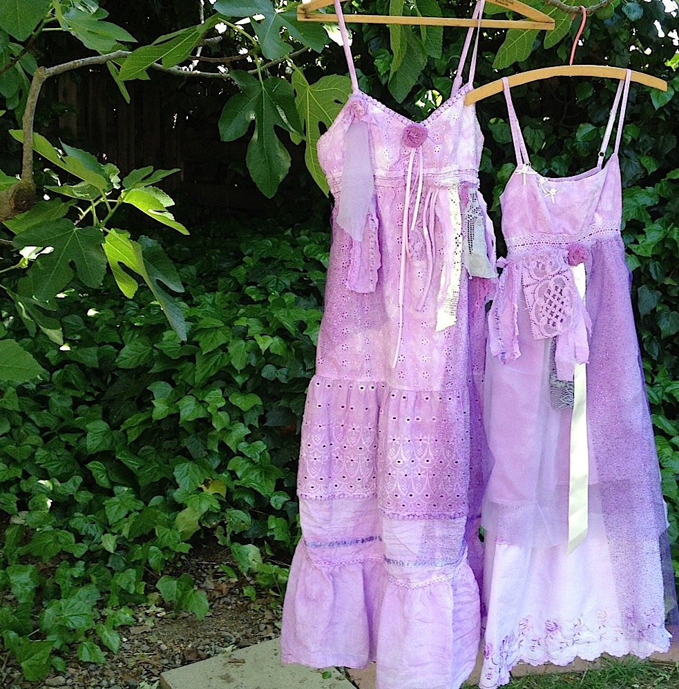 CUSTOM example of made to order Junior lavender shabby rustic Prairie Girl lace people style Bride Bridesmaid Fairy Vintage Linen dresses