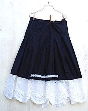 upcycled liz claiborne black jacquard fancy wedding lace roses mother of bride bridesmaid skirt