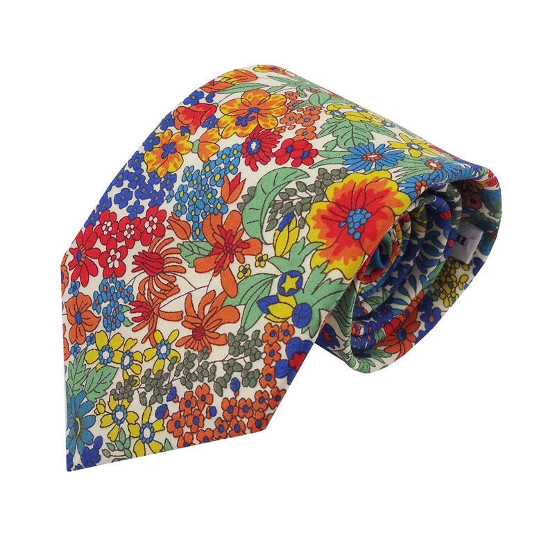 Necktie - Liberty Print Bright Colourful Flowers