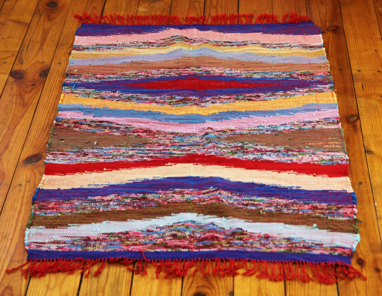 Lg Handwoven Rug-chevron design eco-home decor recycled rag rug