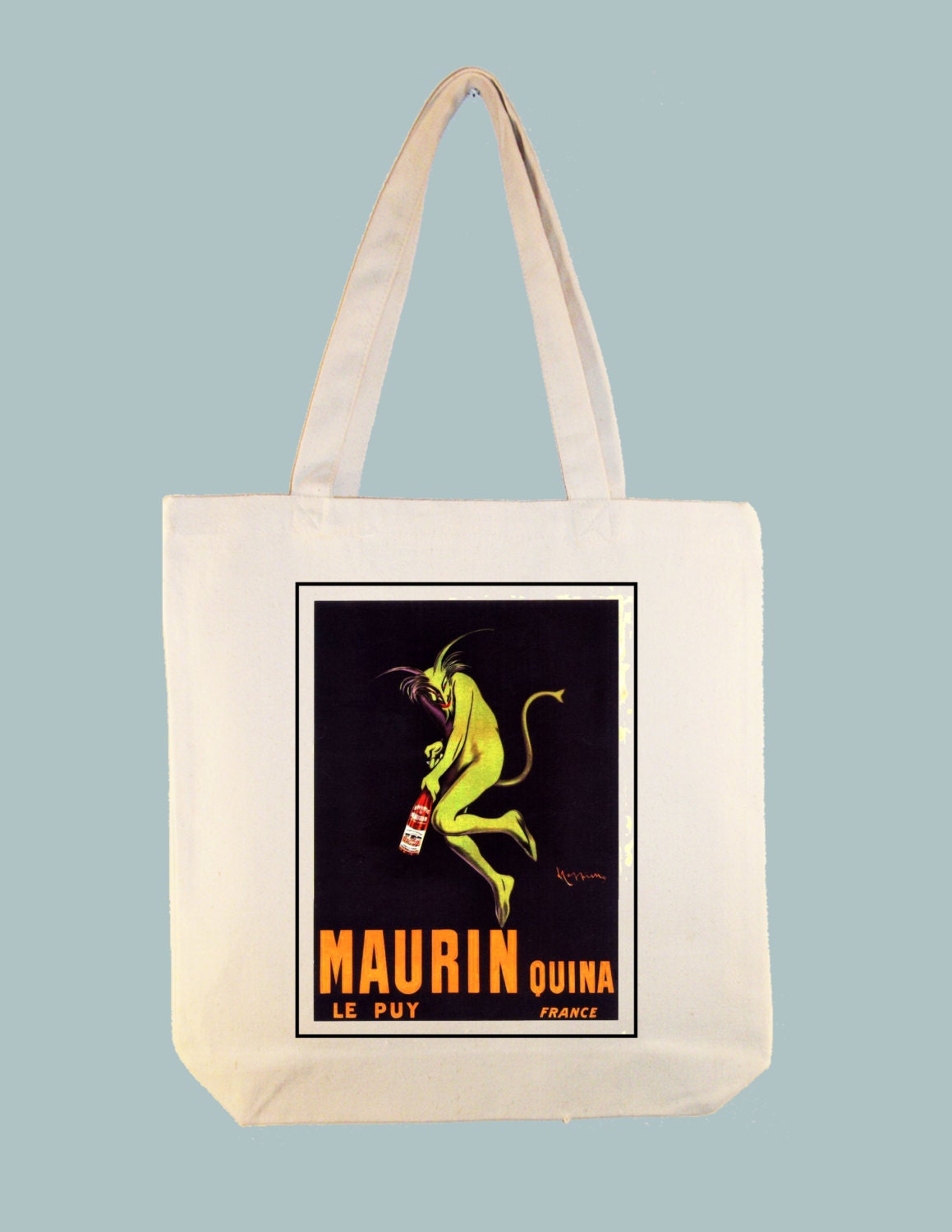 Vintage Absinthe Maurin  Ad on 15x15 Canvas Tote with shoulder strap - other sizes colors available