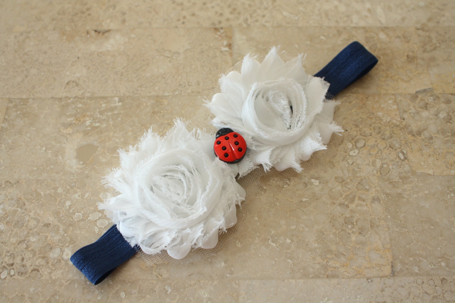 Shabby Flowers Ladybug Headband