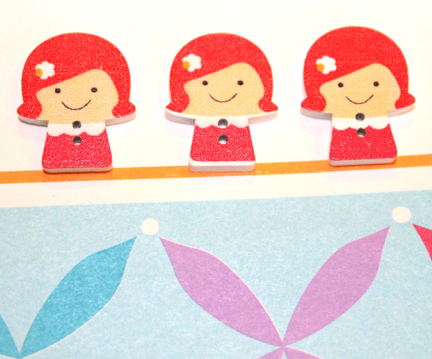 Buttons, Wooden Buttons, Girlie Girl, Craft Buttons