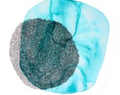 QUESTION / ANSWER abstract watercolor art print in turquoise, teal, blue