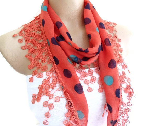cotton scarf, Necklace scarves, Traditional Turkish-style, Headband, scarf, Coral red, fashion 2013