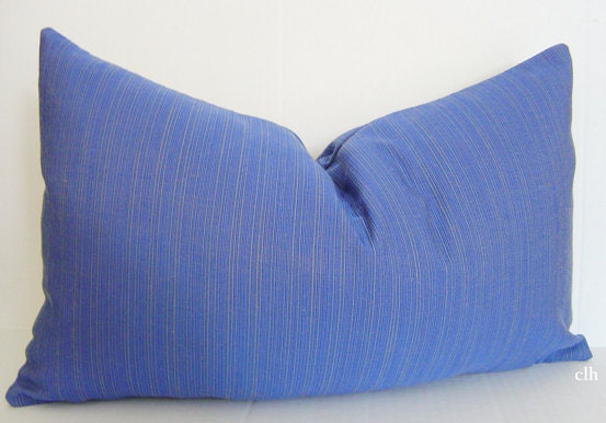 SUNBRELLA DUPIONI / Lumbar Pillow Covers / 12" x 20"  / Blue / Indoor/Outdoor / Designer Fabric