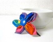 Mothers Day - Japanese Tsumami Kanzashi Flower Rainbow Hair Clip