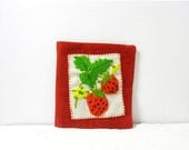 Mothers Day - Crimson Red Crewel Work Strawberry Felt Page Needle Book n Pattern