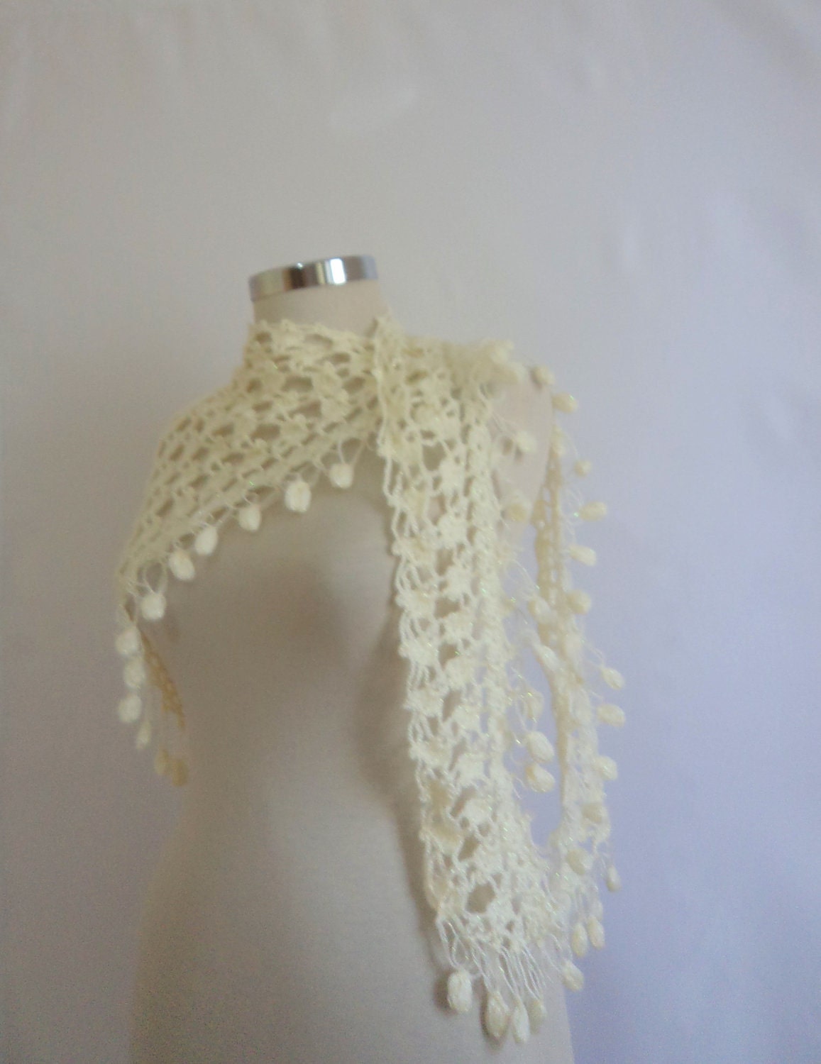 Ivory shawl, bonnet hot new knitting handmade crcohet wedding bridal shawl.knitting, fashion,shrug,stole, capelet, cream, women, scarflette