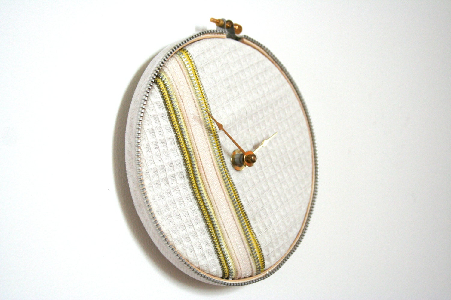 Unique Wall Clock - Kitchen Wall Clock - Zipper clock - White and  Yellow clock