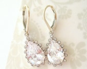 SALE 20 off Teardrop CZ and Sterling Dangle earrings -  Sparkling white cubic zircon earrings- HAPPY Tears  Hollywood Glam handcrafted wedd