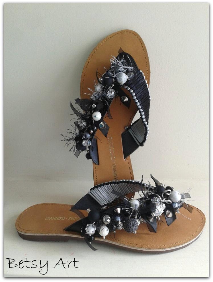 Flip flops-women sandals-black leather sandals