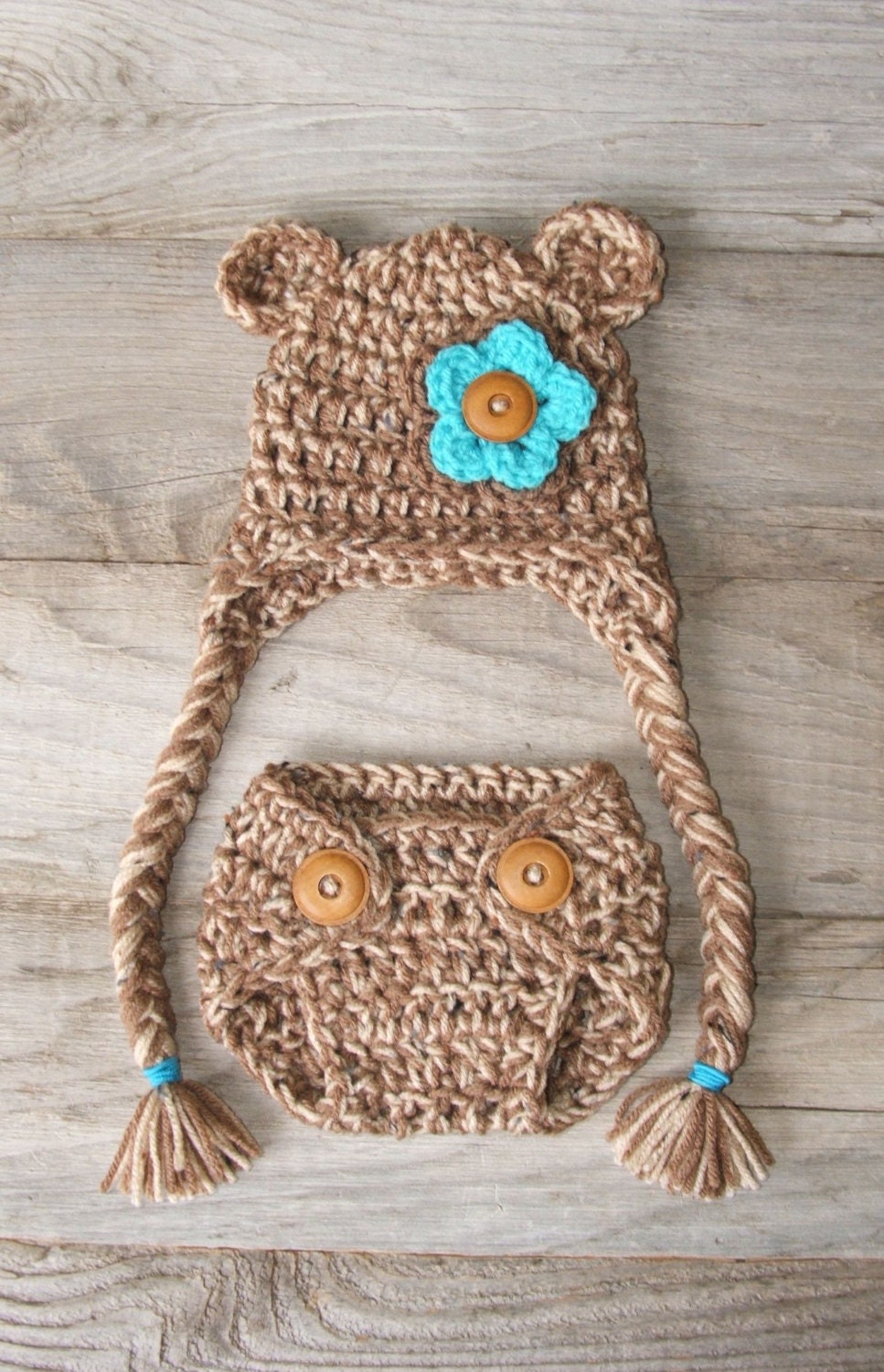 Winnie the Pooh Bear Hat & Diaper Cover (newborn-3month size) Inspired by Winnie the Pooh