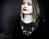 Gothic Cross Bib Statement Necklace. Deathrock Vampire Slayer. Buffy. The Hells Sing.