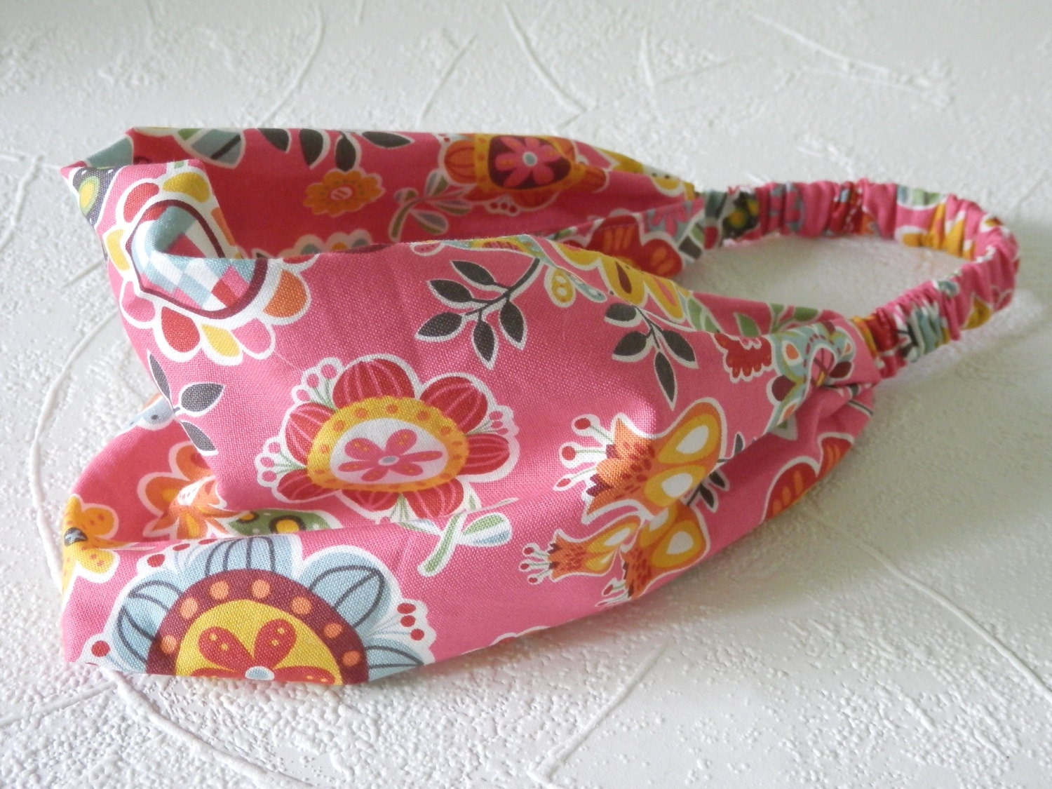 Pink Headband Bandana Hair Fashion  Handmade by Thimbledoodle