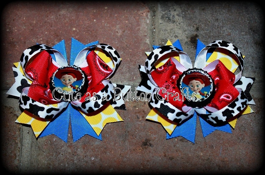 Set of two Piggie  Cowgirl Jessie Disney inspired boutique hair bow