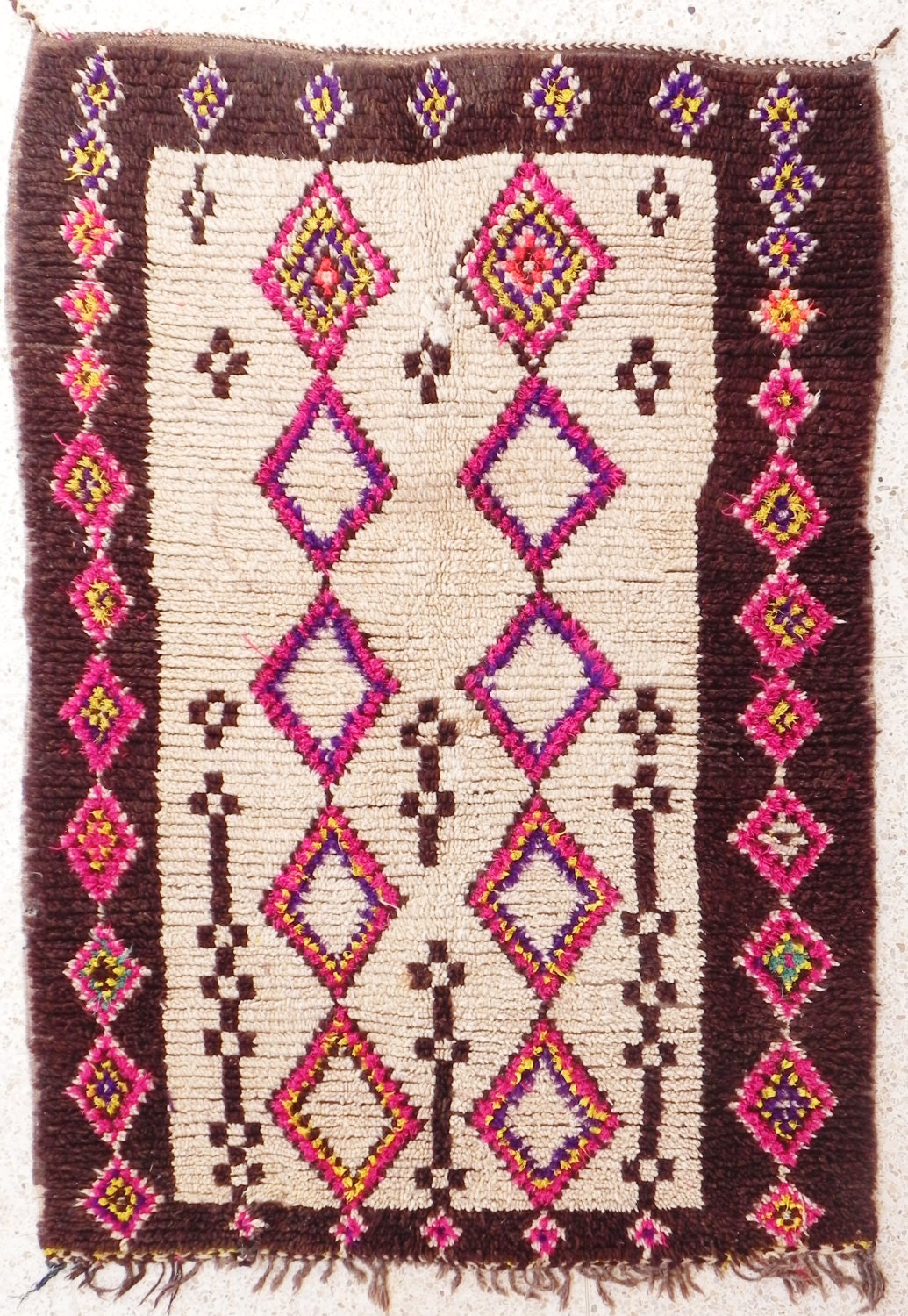 natural  virgin wool carpet AZILAL berber rug from Morocco