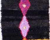 RAG  RUG BOUCHEROUITE from Morocco called also boucharouette berber tribal art, moroccan carpet