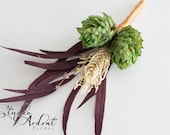 RED BREW Hops Boutonniere Barley and red leaves QTY 1
