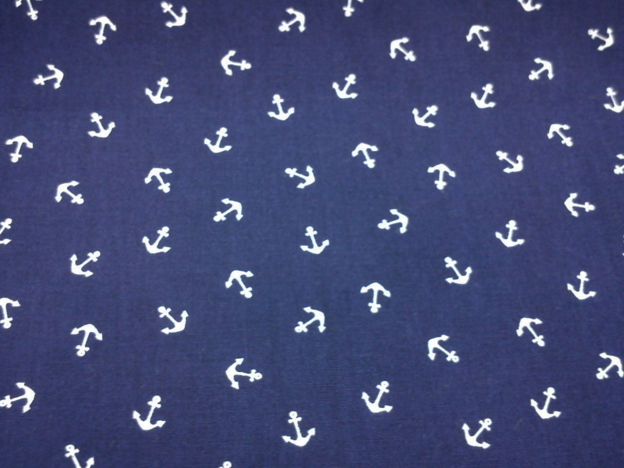 White anchor, on navy blue, fat quarter, pure cotton fabric