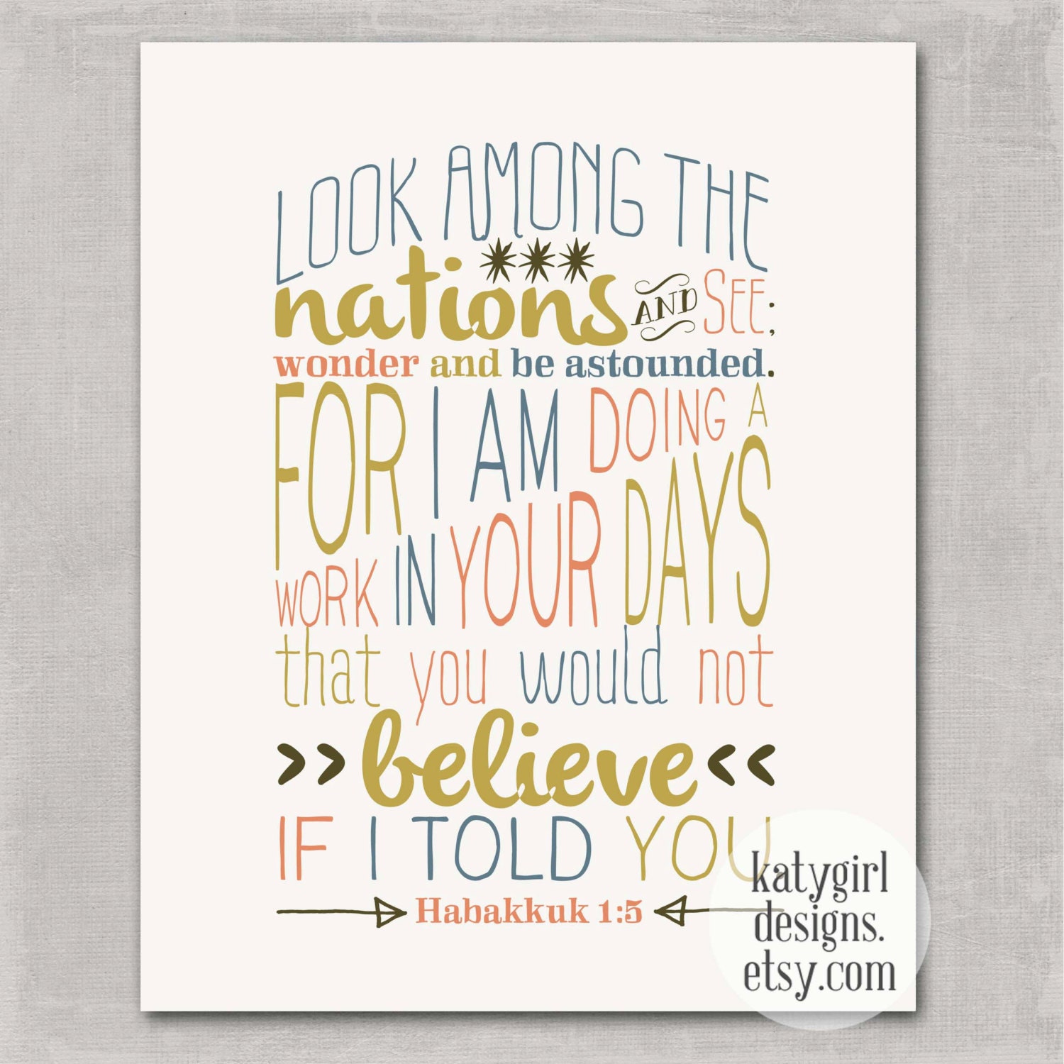 Wonder 8x10 Print - Navy & Coral