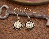 Bullet Casing Jewelry- Dangle Earrings-Blazer 9mm Luger -Spent Brass Casings-Ammo-Caliber Jewelry