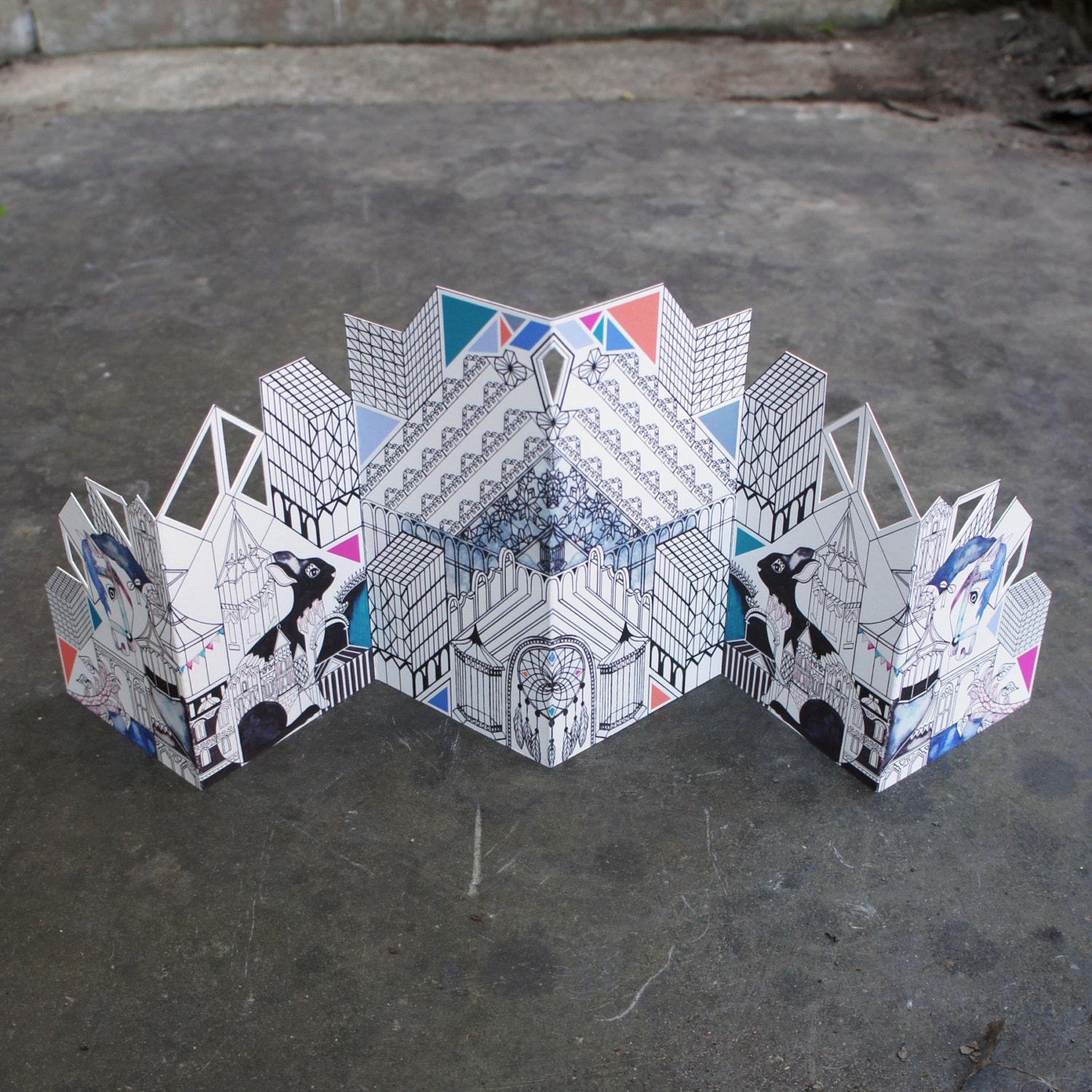 Industrial Perished Jewels - Concertina Paper Cut Book