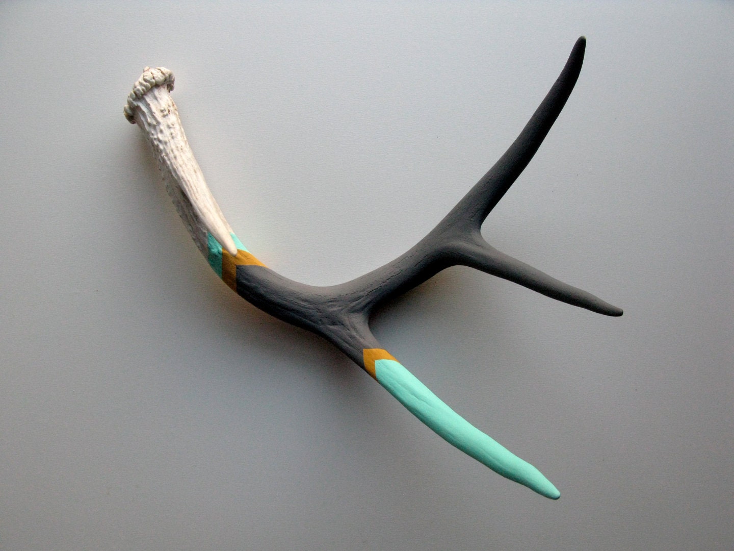Aqua, Mustard & Gray Double Chevron Antler - Medium