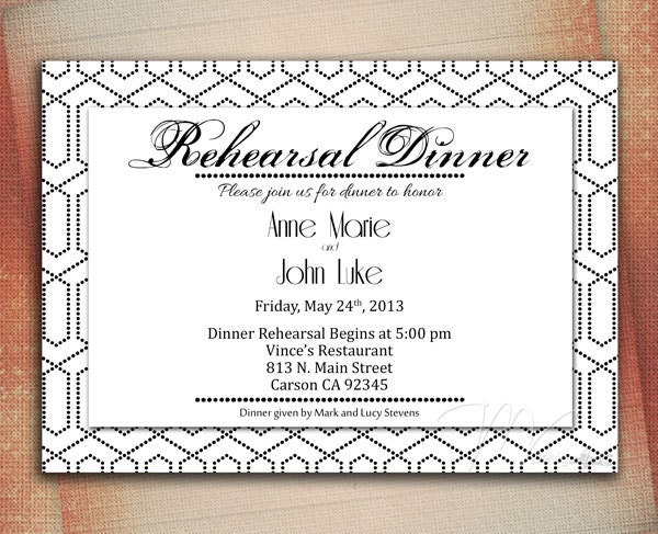 Rehearsal Dinner Invitation, Rehearsal Dinner Announcement, Customized Wedding Announcement - Digital File You Print