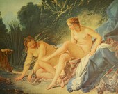 1950's Plate of French Painting Diana Resting After The Bath by Fancois Boucher 1742 Original Hanging in Louvre Paris Home Decor Paris Apt