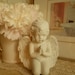 Vintage Kneeling Angel Terra Cotta Painted White Vintage Home Decor Garden Decor Shabby Chic Angel