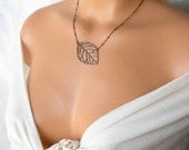 leaf necklace, leaf pendant necklace, bridesmaid gift, simple necklace, nature jewelry, copper jewelry