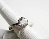 White Topaz 14K White Gold Ring, Engagement Ring - EveryBearJewel