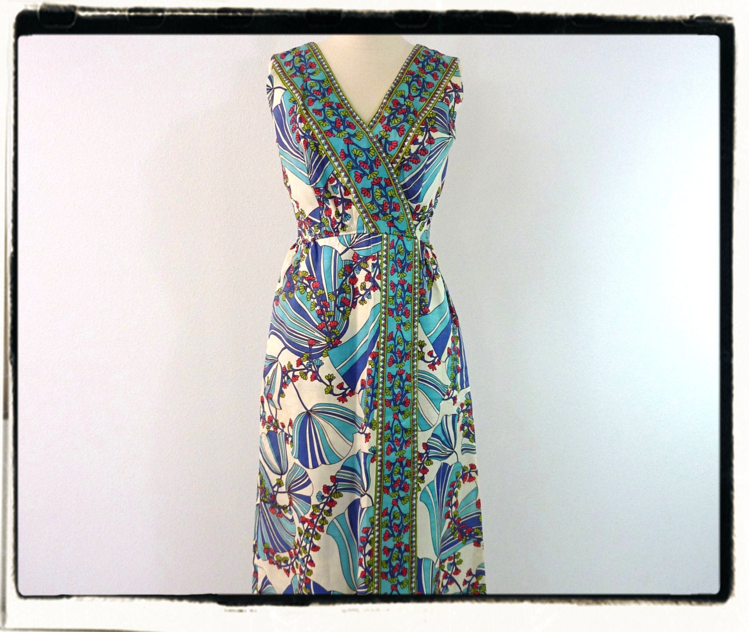 1960's Bright Floral Maxi Dress