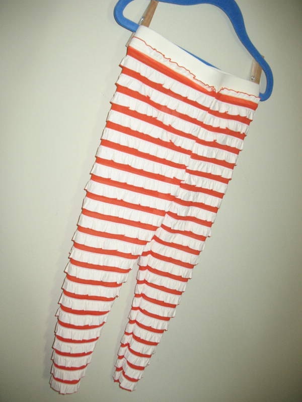 Girl's Ruffle Leggings Size 1 to 6 Creamsicle Ruffle Leggings Orange and Ivory Other Colors Available