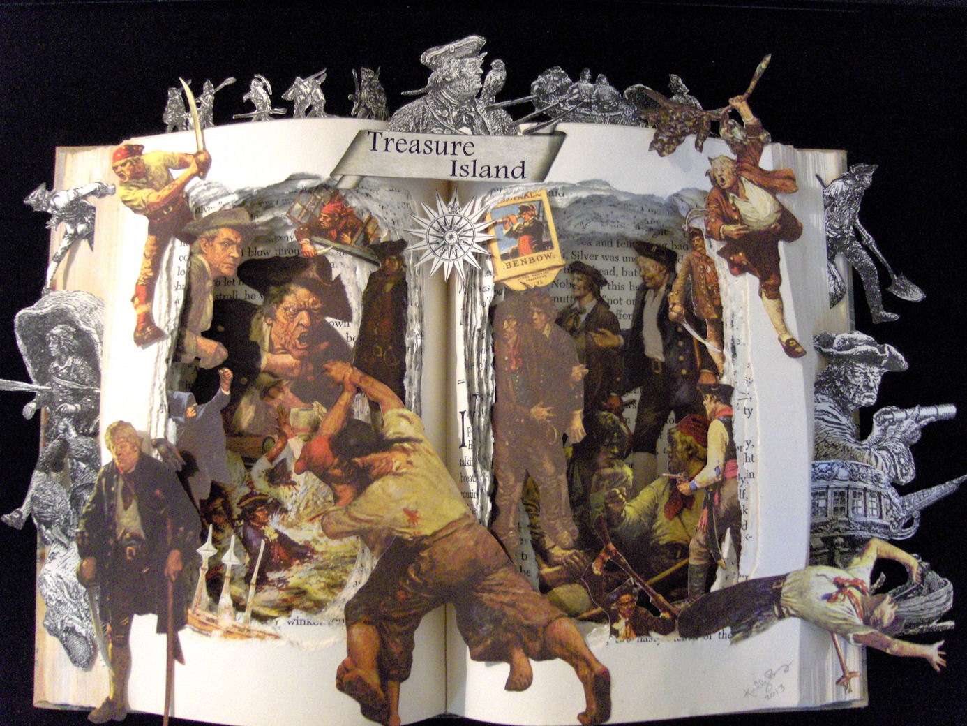 Treasure Island - Book Sculpture - Altered Book - Shadowbox FRAMED