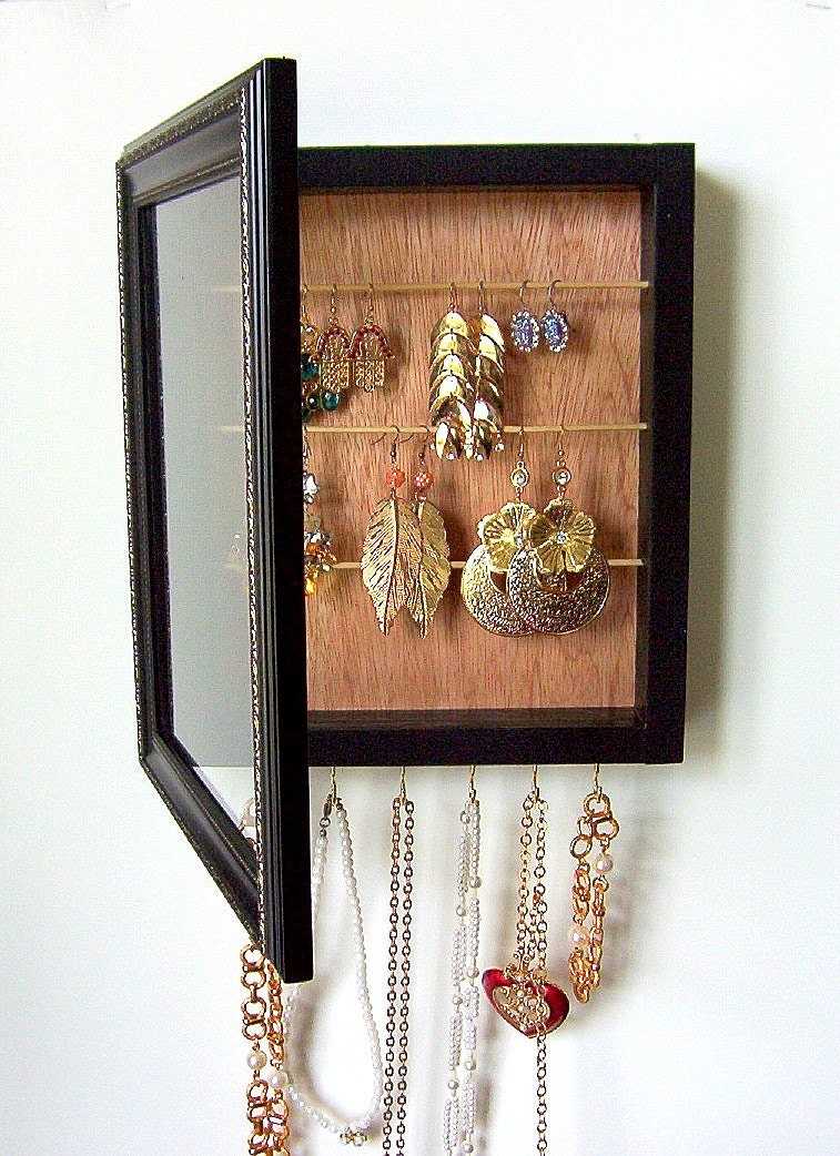 Elegant Antique Style Jewelry Cabinet for Earrings and Necklaces