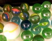 Vintage Glass Toy Marbles One Shooter and 29 Marbles
