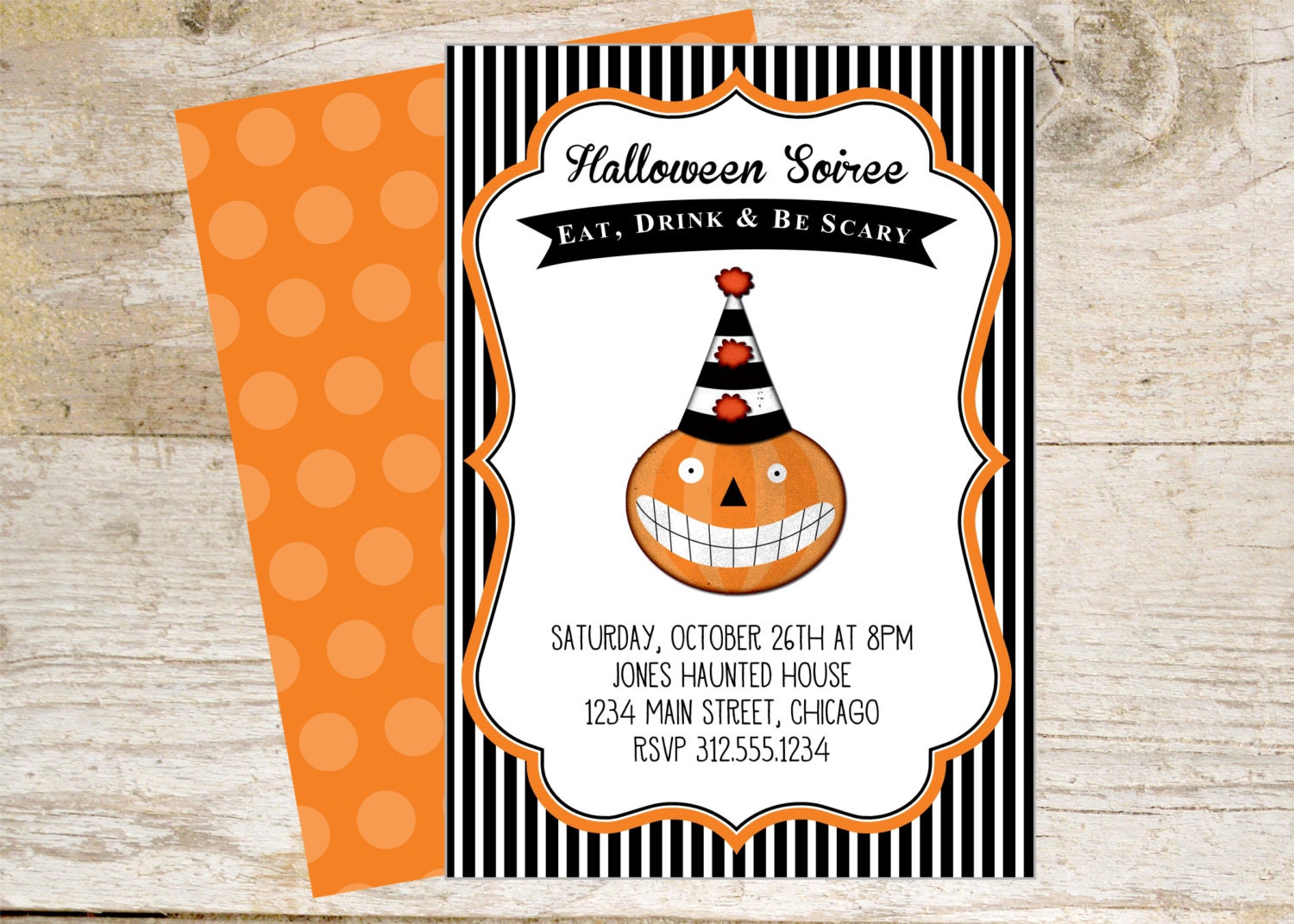 DIY Printable Halloween Soiree Invitations - Halloween Party Vintage Decorated Pumpkin Il_570xn