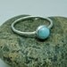Larimar Stacking Ring, Sterling Silver Ring, Thin Delicate Ring, Larimar Ring, Baby Blue Ring, 6mm Cabochon Bezel Setting