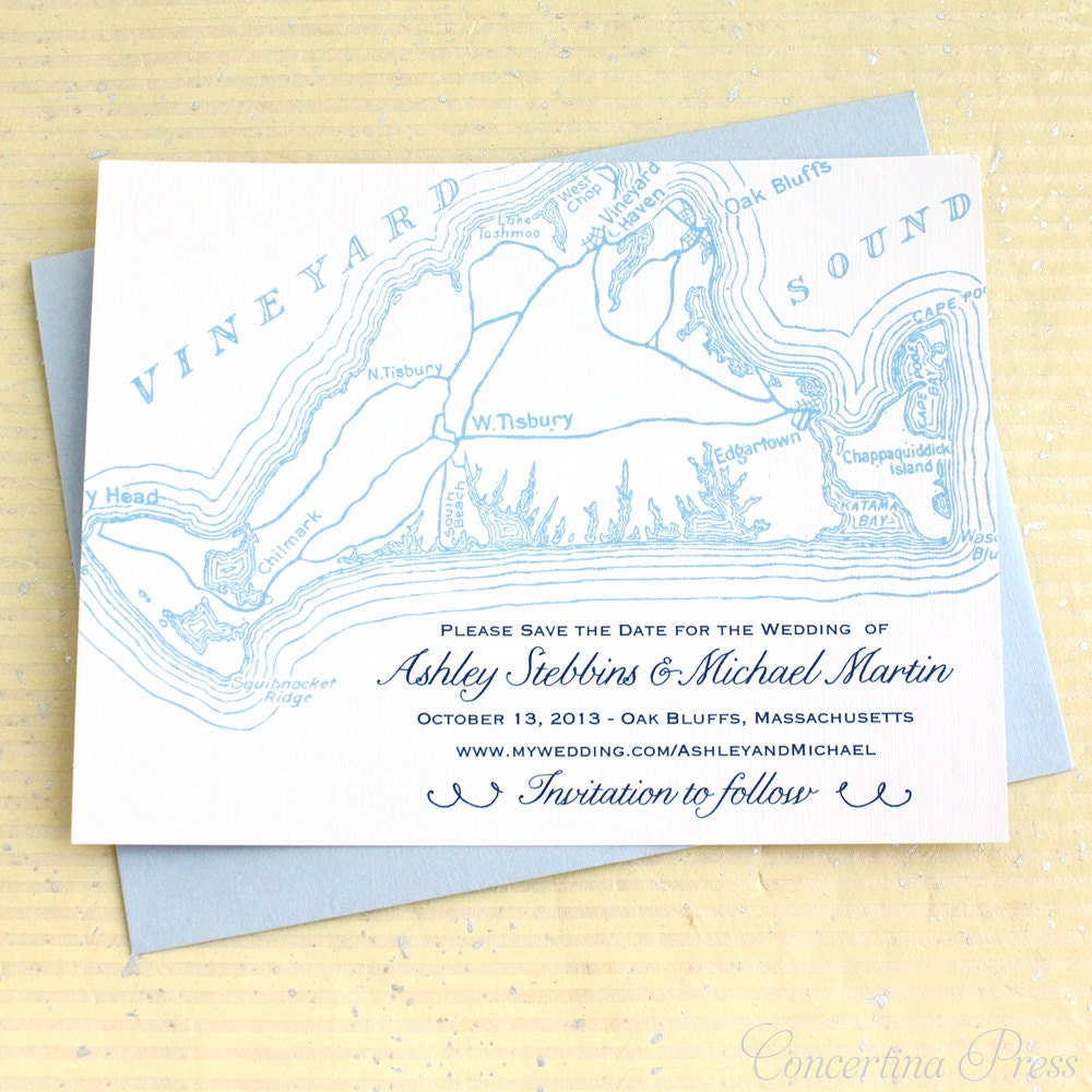 Martha's Vineyard Save the Date - Light blue and White