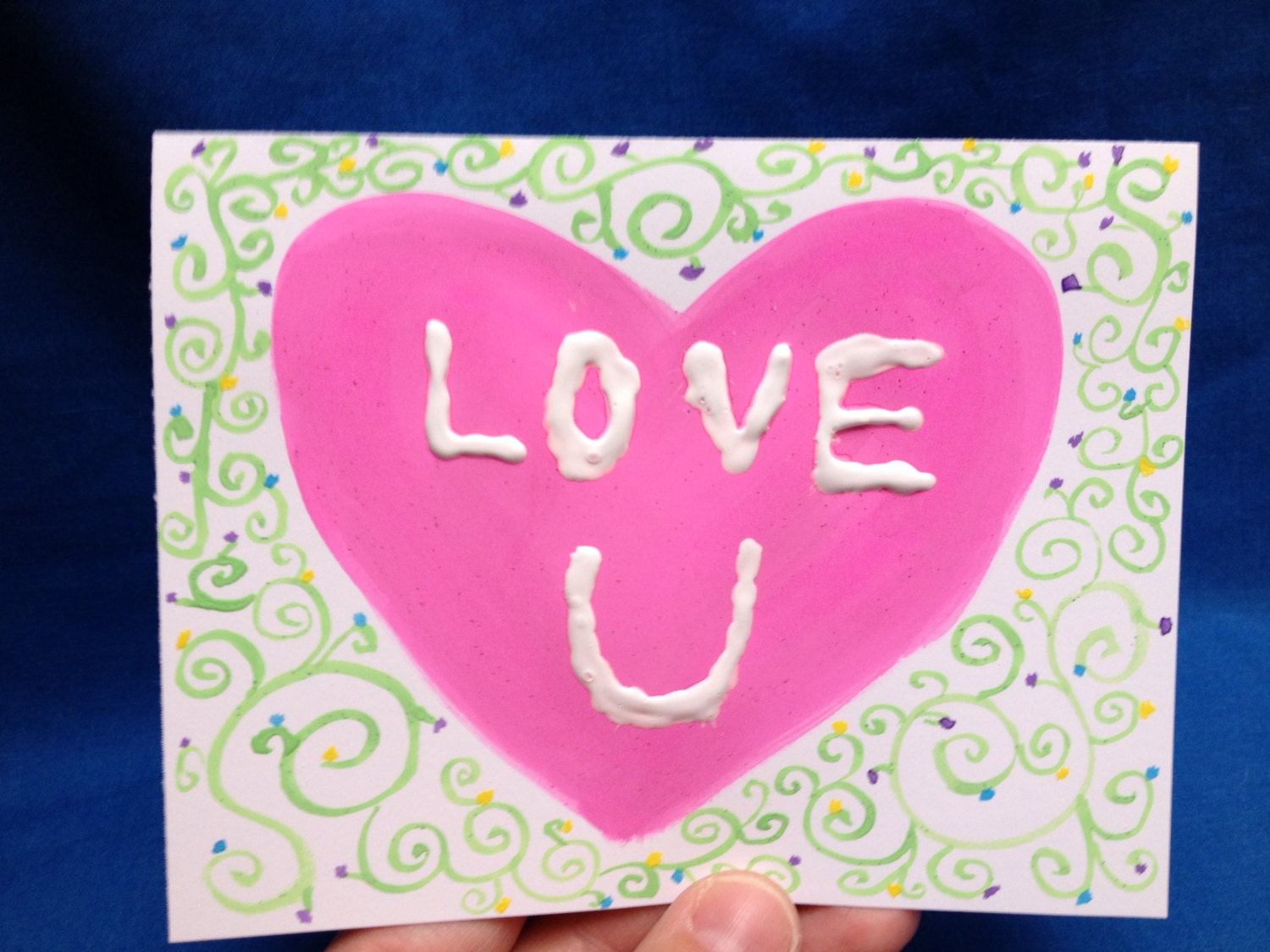 Love You-- Hand Painted Card